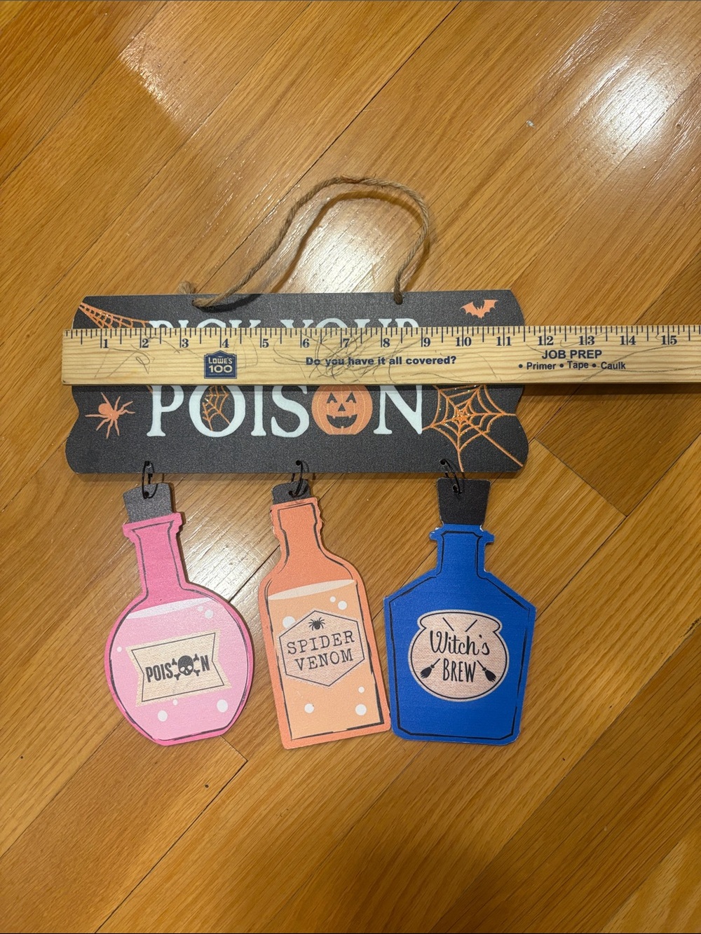 Pick Your Poison Halloween Hanging Sign - Pink, Orange, Blue - Picture 2 of 4